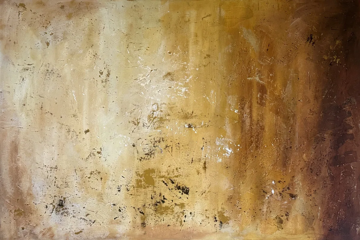 Amber Strata, original mixed-media artwork by Alyne Perfeito, 150 x 100 cm (59.1 x 39.4 in), Terra & Ether series, 2024