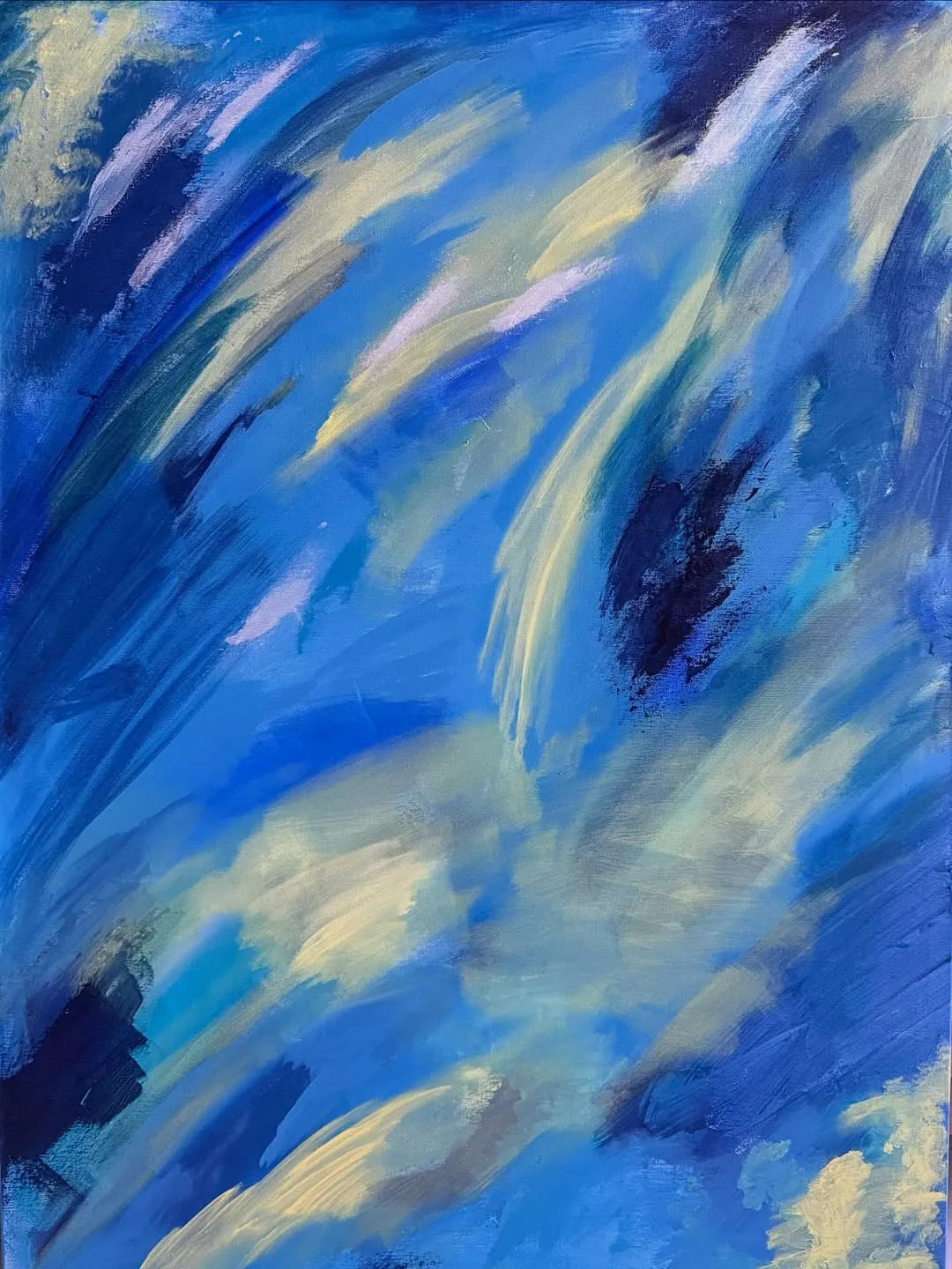 Celestial Drift — original mixed-media artwork by Alyne Perfeito, 70 x 100 cm (27 x 39 in), Luminous Rebirth series