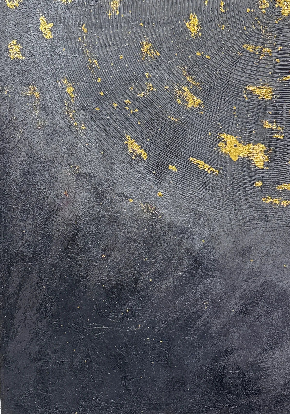 Celestial Plan — original mixed-media artwork by Alyne Perfeito, 50 x 70 cm (19.7 x 27.6 in), Black & Gold series