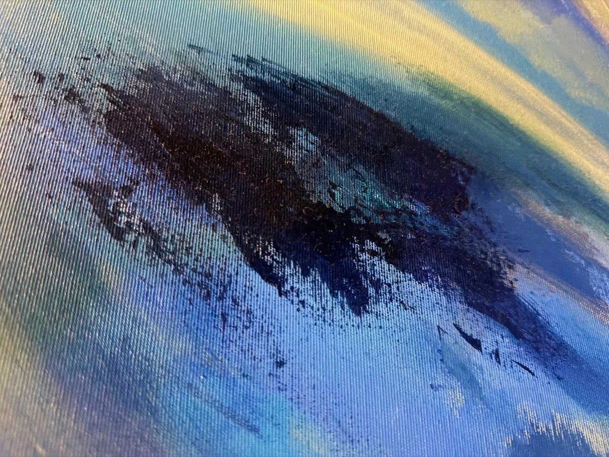 Surface detail — Celestial Drift by Alyne Perfeito, 70 x 100 cm (27 x 39 in)