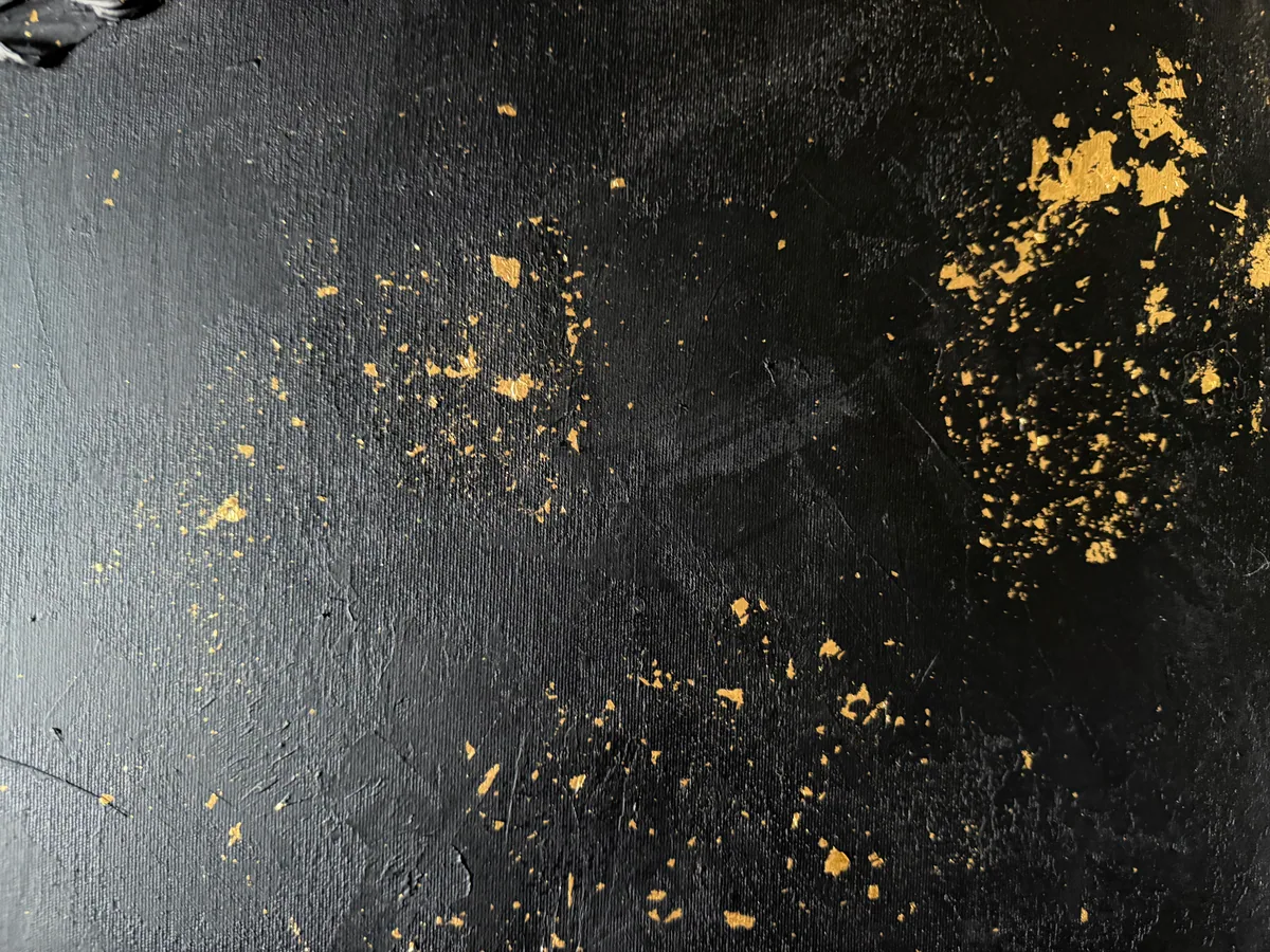 Surface detail — Golden Passage by Alyne Perfeito, 60 x 80 cm (23.6 x 31.5 in)