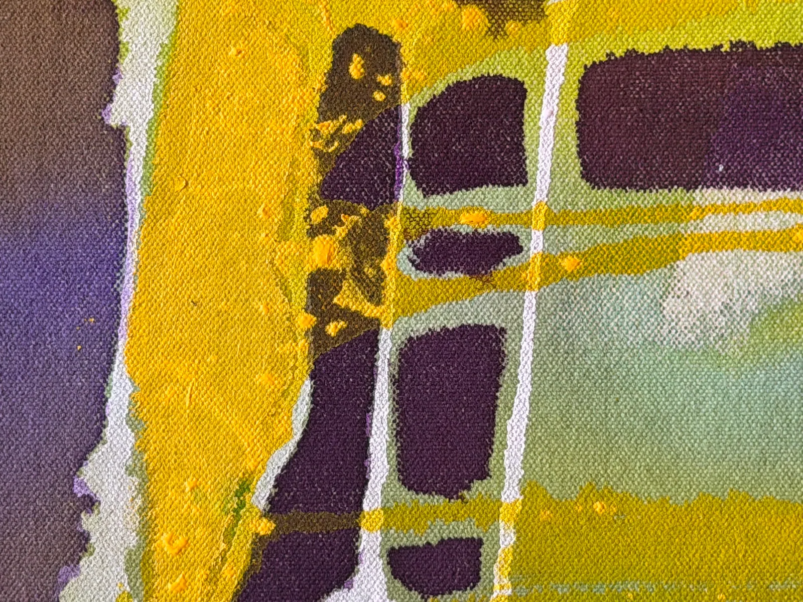 Detalhe da superfície de Prism Garden (100 x 100 cm), acrílica sobre tela — Alyne Perfeito, Perfeito Studio