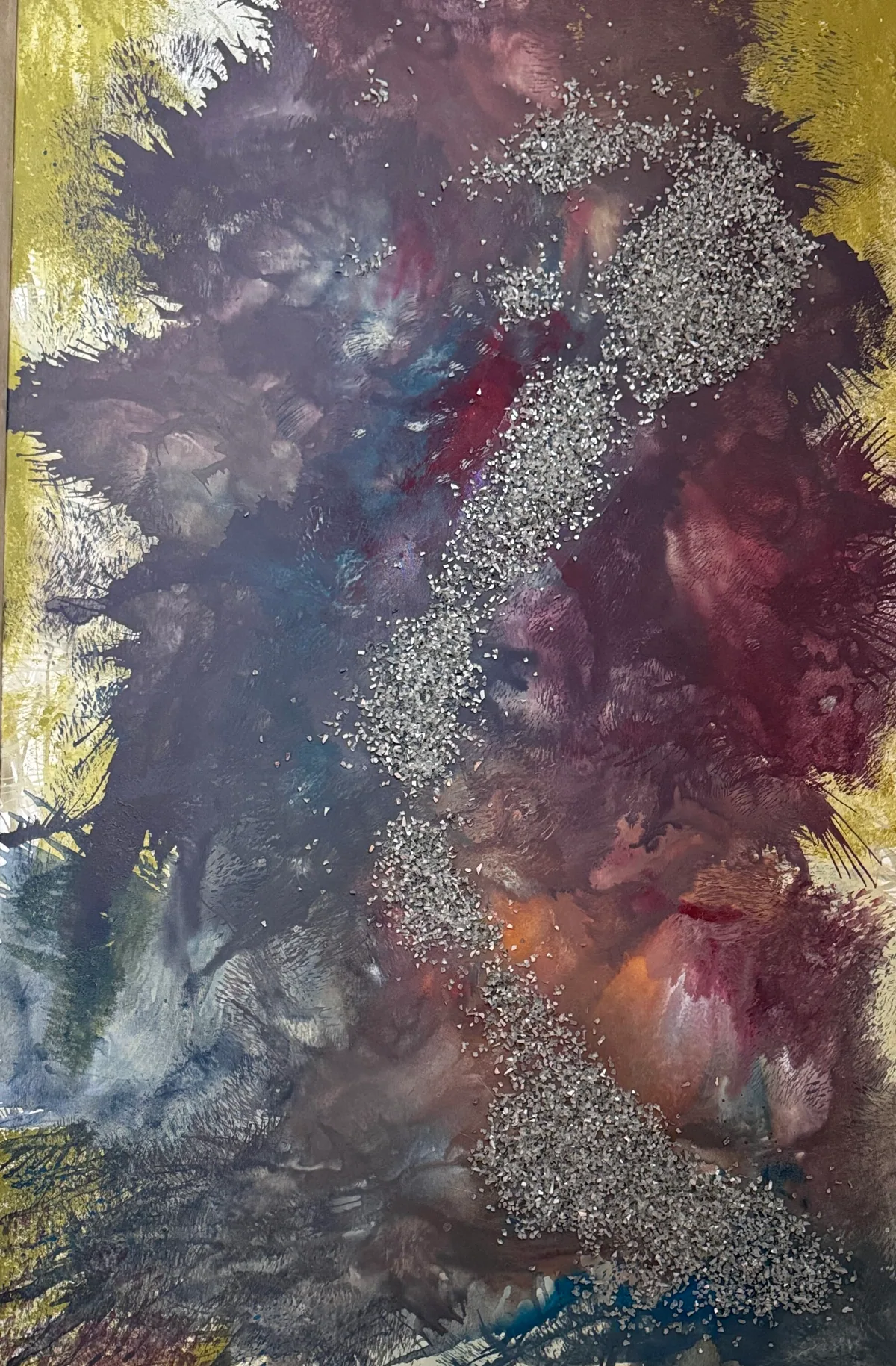 Elemental Veins — original mixed-media artwork by Alyne Perfeito, 90 x 140 cm (35 x 55 in), Terra & Ether series