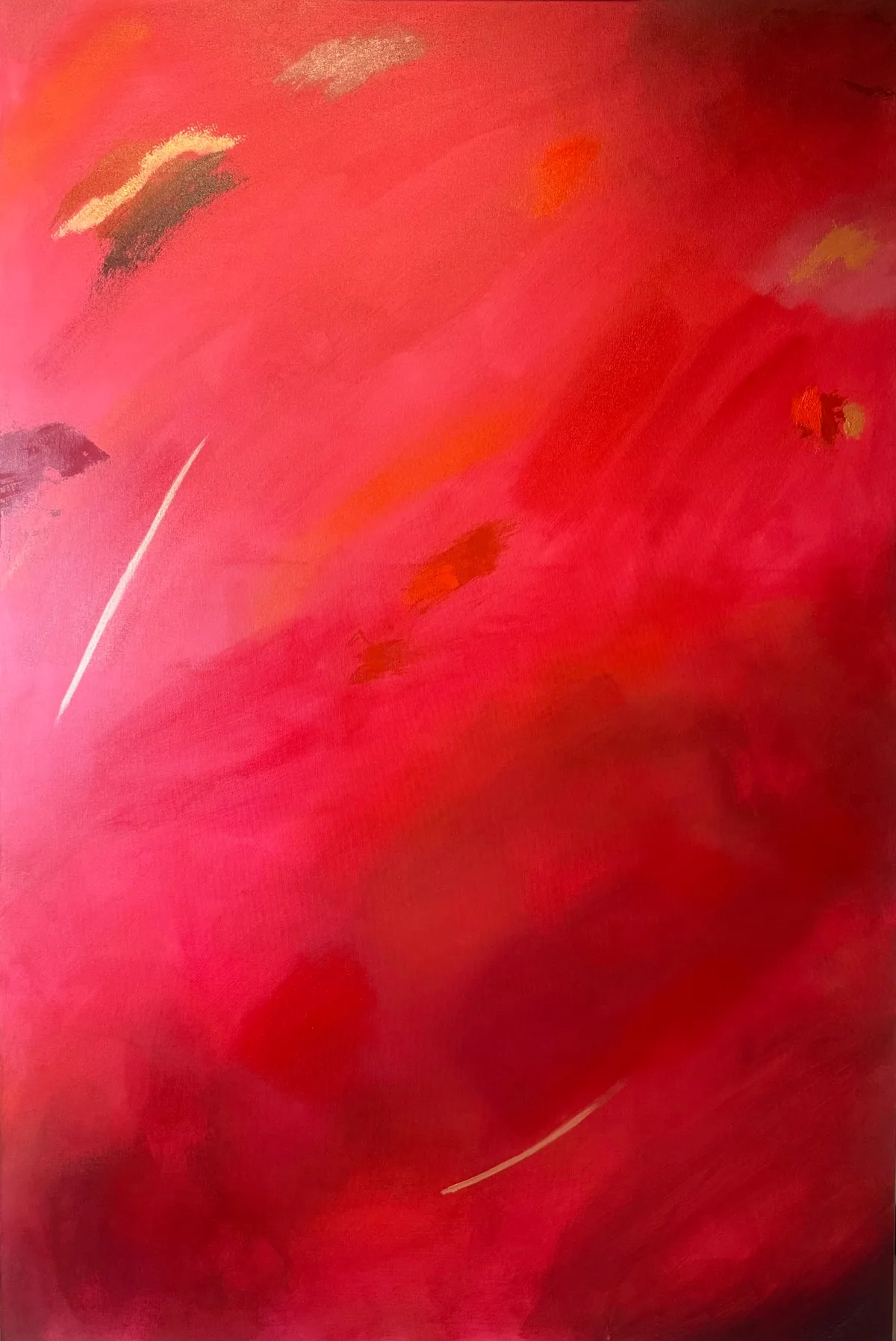 Fire of Devotion, original mixed-media artwork by Alyne Perfeito, 100 x 150 cm (39.4 x 59.1 in), Heart of Chaos series, 2024