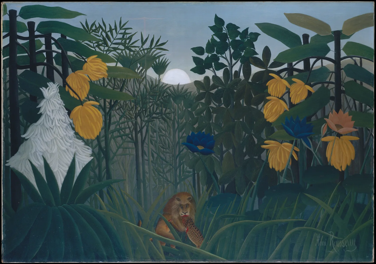 O Repasto do Leão (c. 1907), óleo sobre tela de Henri Rousseau — The Metropolitan Museum of Art, Nova York