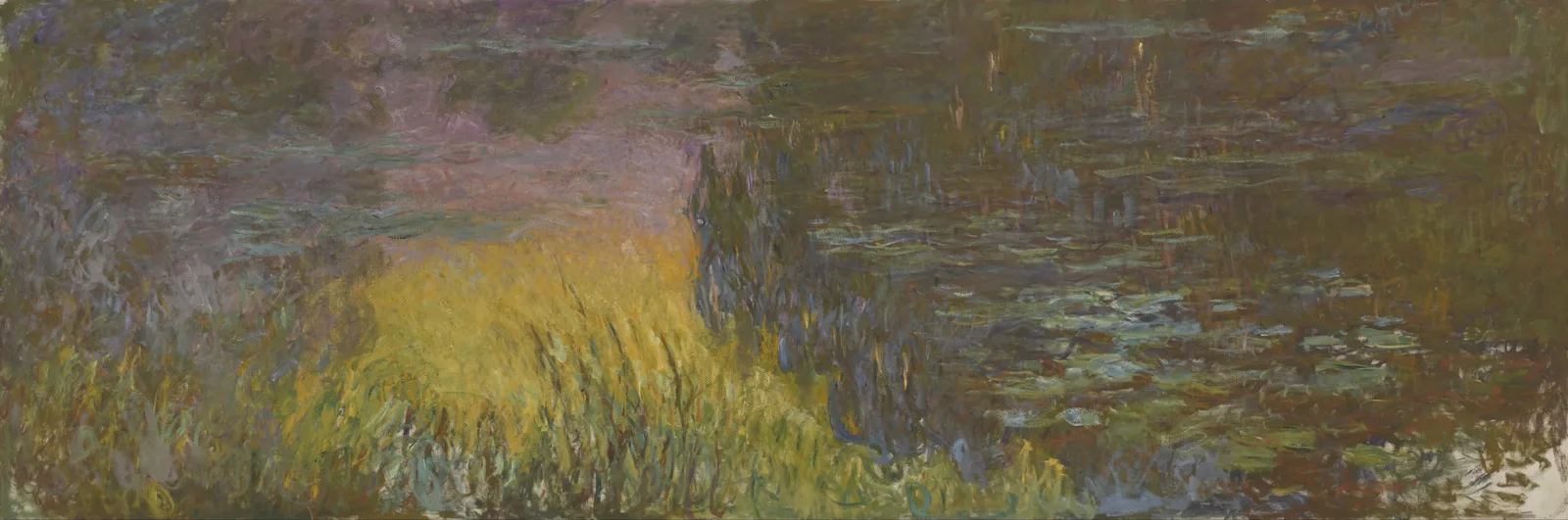 The Water Lilies – Setting Sun, painel de grande formato dos Nenúfares de Claude Monet — Musée de l'Orangerie, domínio público