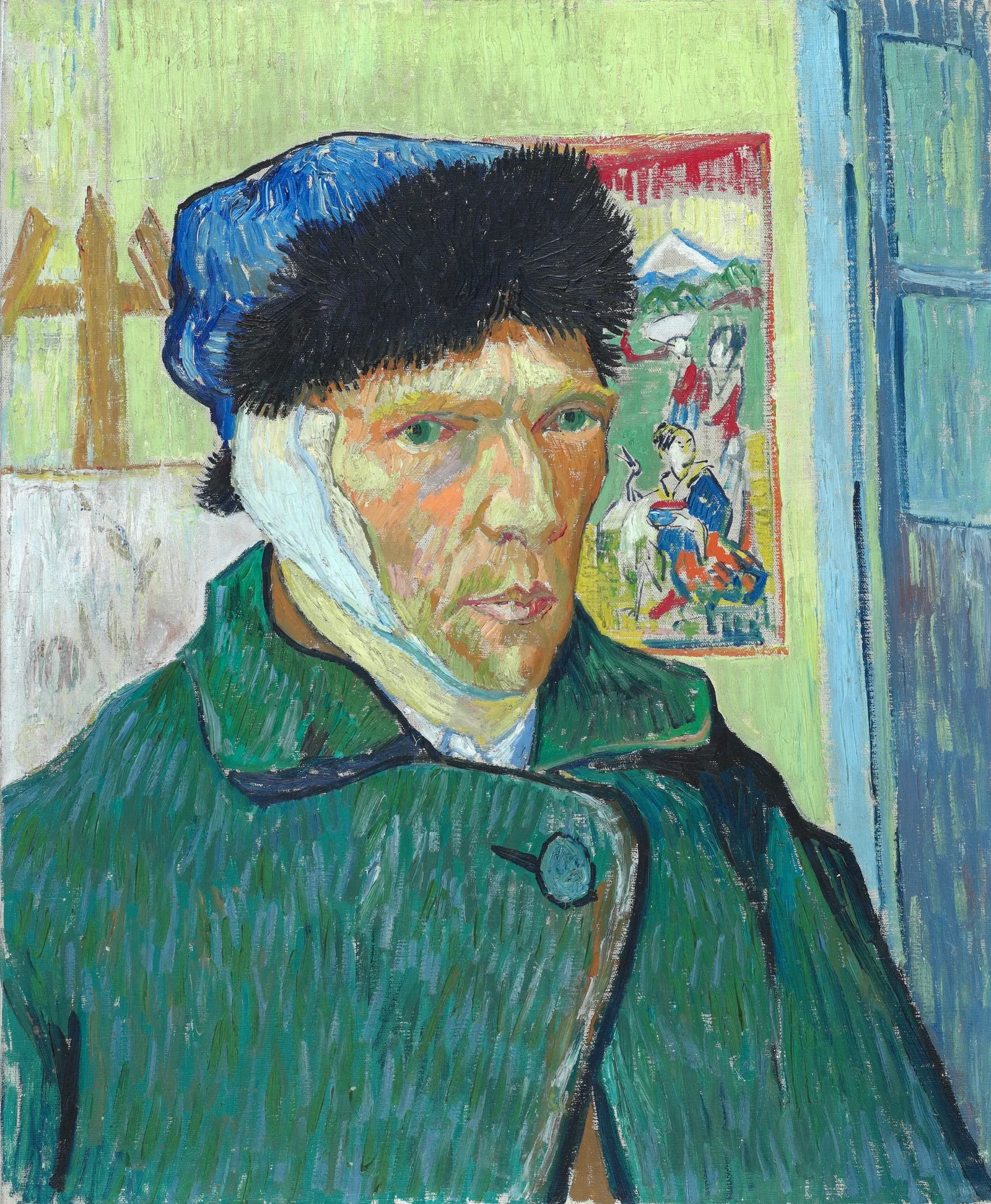 Autorretrato com Orelha Enfaixada (1889), óleo sobre tela de Vincent van Gogh — Courtauld Gallery, Londres (domínio público)