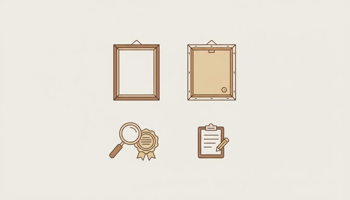 Ilustração esquemática de um checklist de avaliação de obra de arte herdada — Perfeito Studio