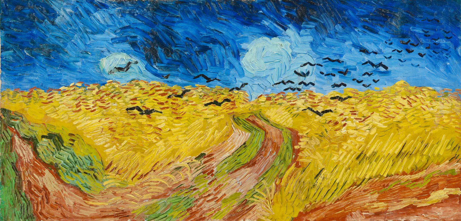 Campo de Trigo com Corvos, pintura de Vincent van Gogh (1890) — Van Gogh Museum, domínio público