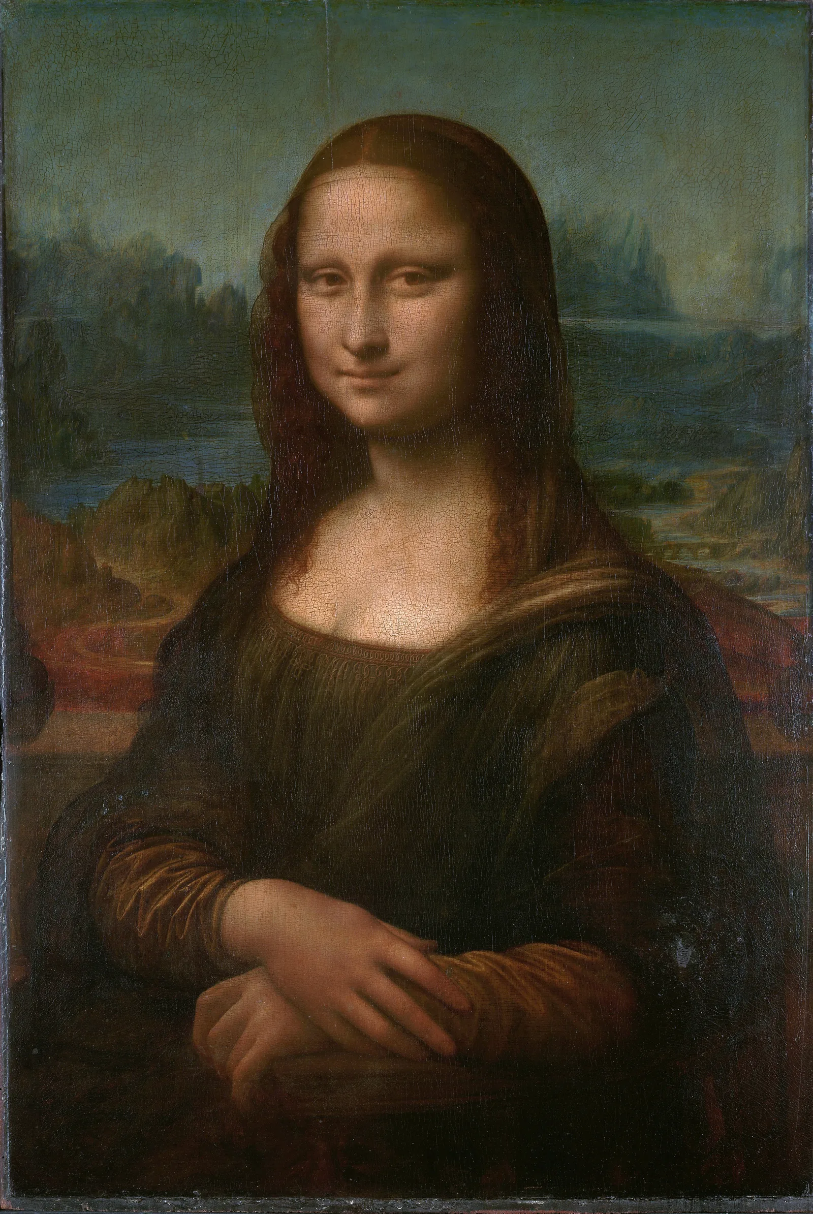 Pintura "Mona Lisa" (La Joconde) de Leonardo da Vinci — Museu do Louvre, Paris (domínio público)