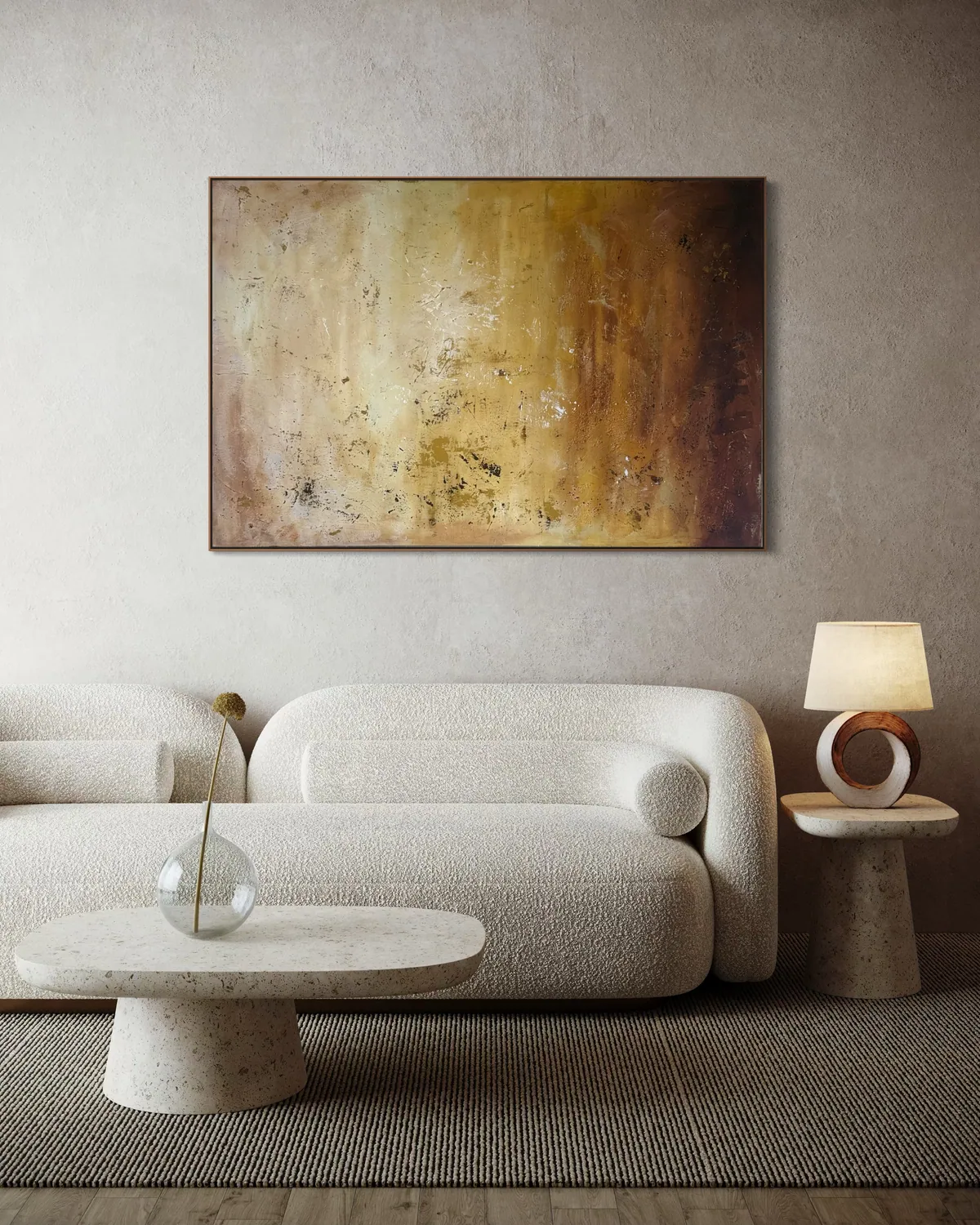 Amber Strata by Alyne Perfeito shown in an interior setting — digital visualization, Terra & Ether series