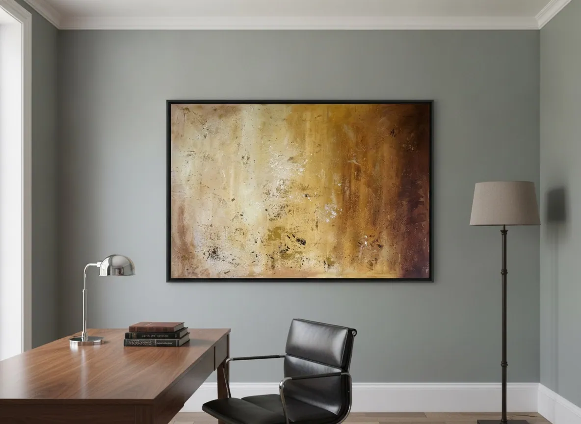 Amber Strata (150 x 100 cm), Mixed media with acrylic on canvas, in situ — Alyne Perfeito, Perfeito Studio