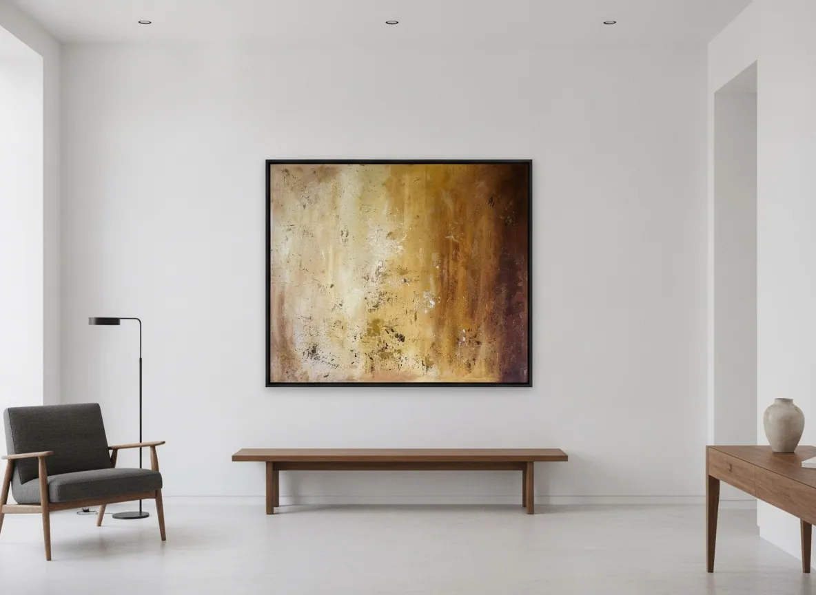 Amber Strata (150 x 100 cm), técnica mista com acrílica sobre tela — Alyne Perfeito, Perfeito Studio