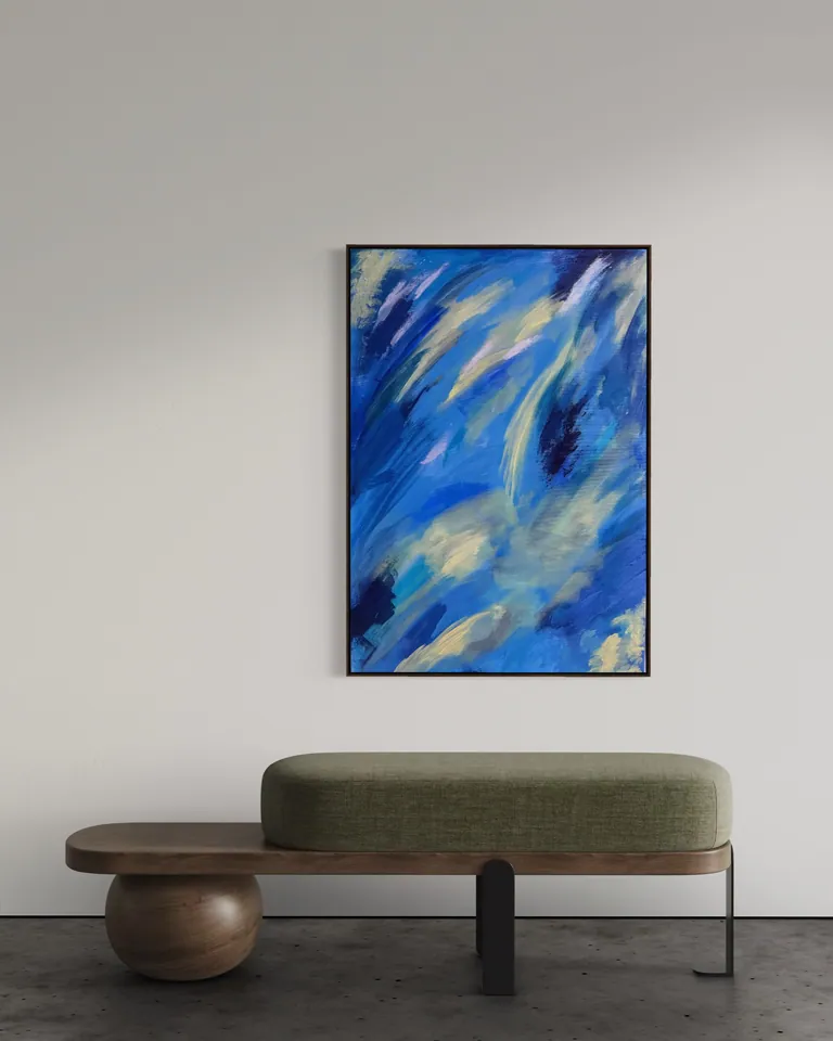 Celestial Drift in a room — digital visualization (illustrative only)