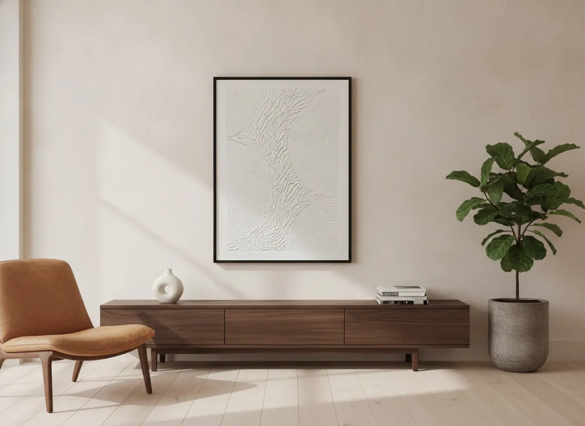 Echo of Silence (50 x 70 cm), mixed media on canvas, in situ — Alyne Perfeito, Perfeito Studio