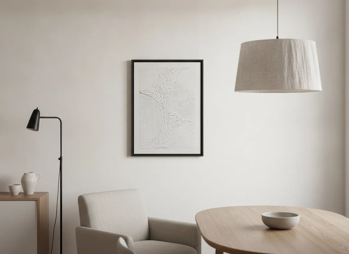 Echo of Silence by Alyne Perfeito shown in an interior setting — digital visualization, Matter & Silence series