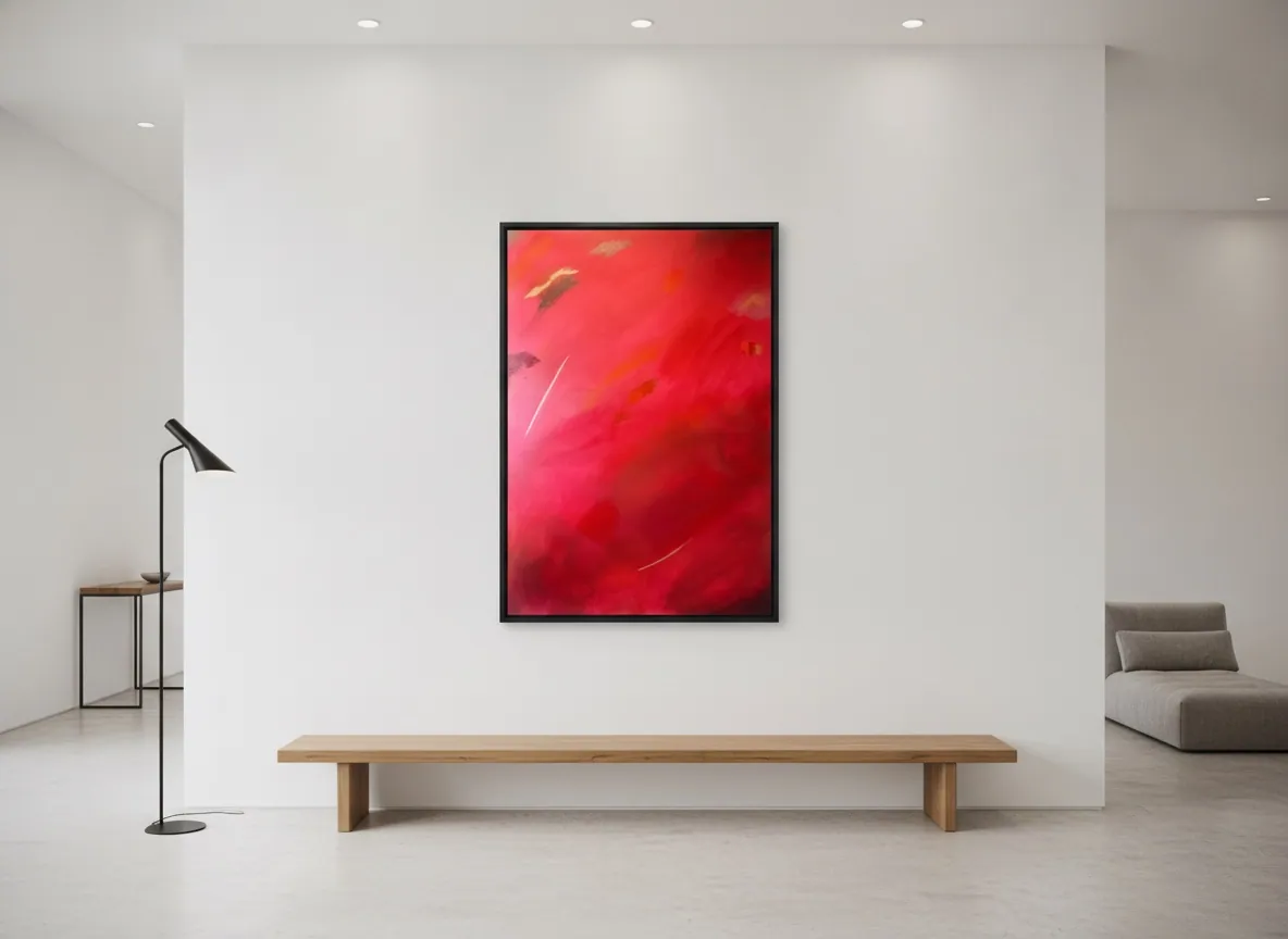 Fire of Devotion by Alyne Perfeito shown in an interior setting — digital visualization, Heart of Chaos series