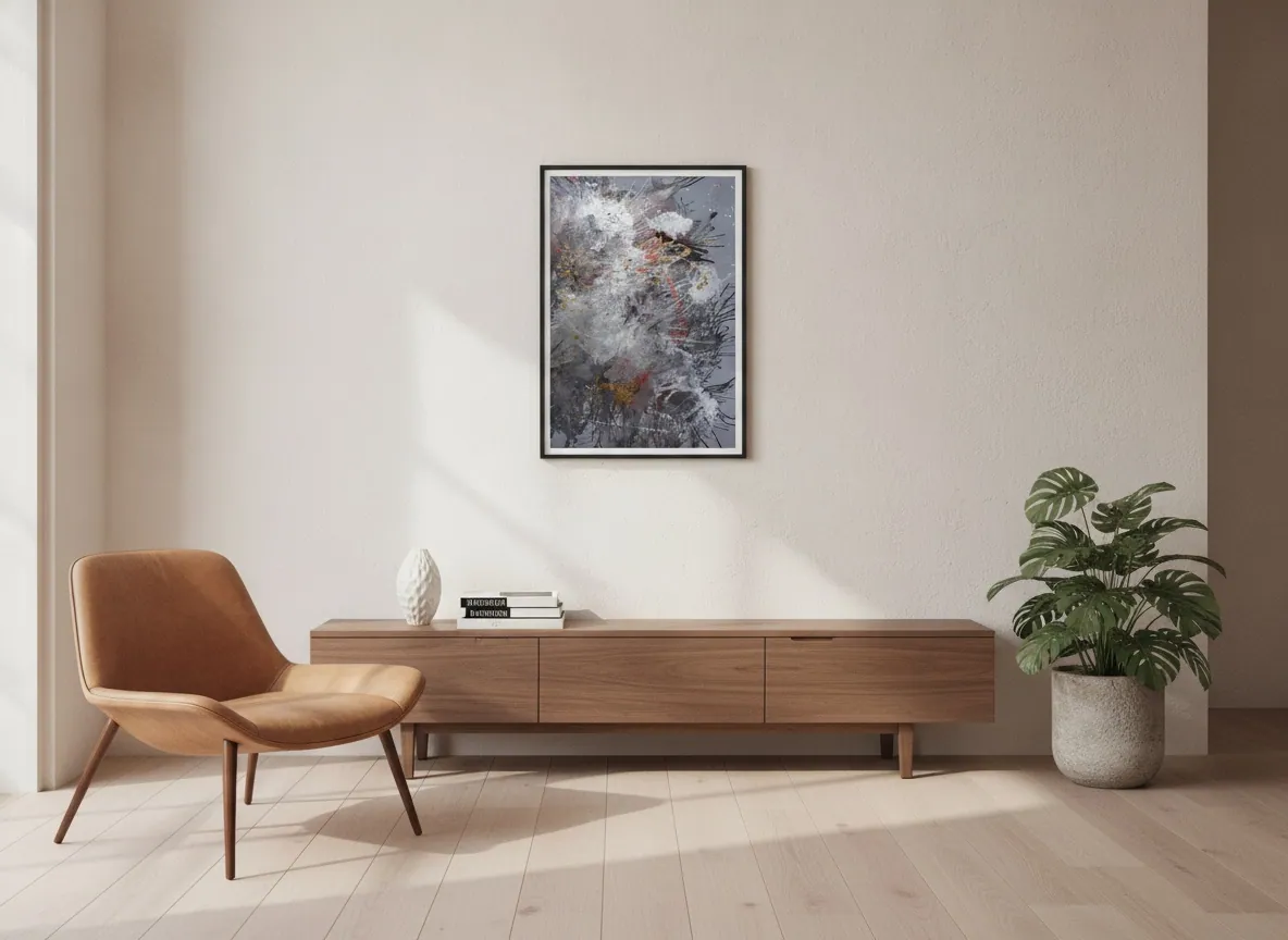 Origin of Light by Alyne Perfeito shown in an interior setting — 60 x 80 cm (23.6 x 31.5 in), Heart of Chaos series