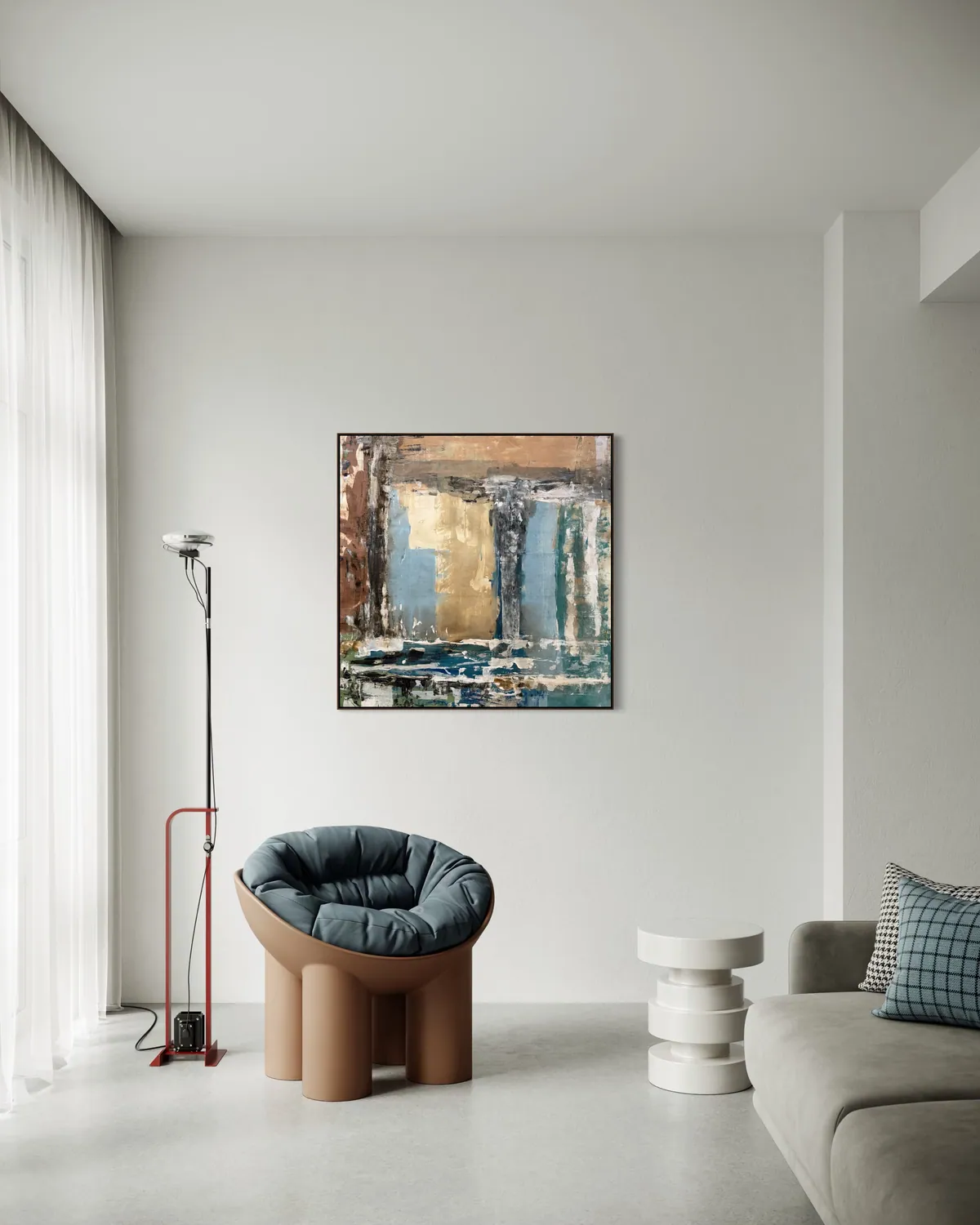 Patina Field by Alyne Perfeito shown in an interior setting — digital visualization, Terra & Ether series