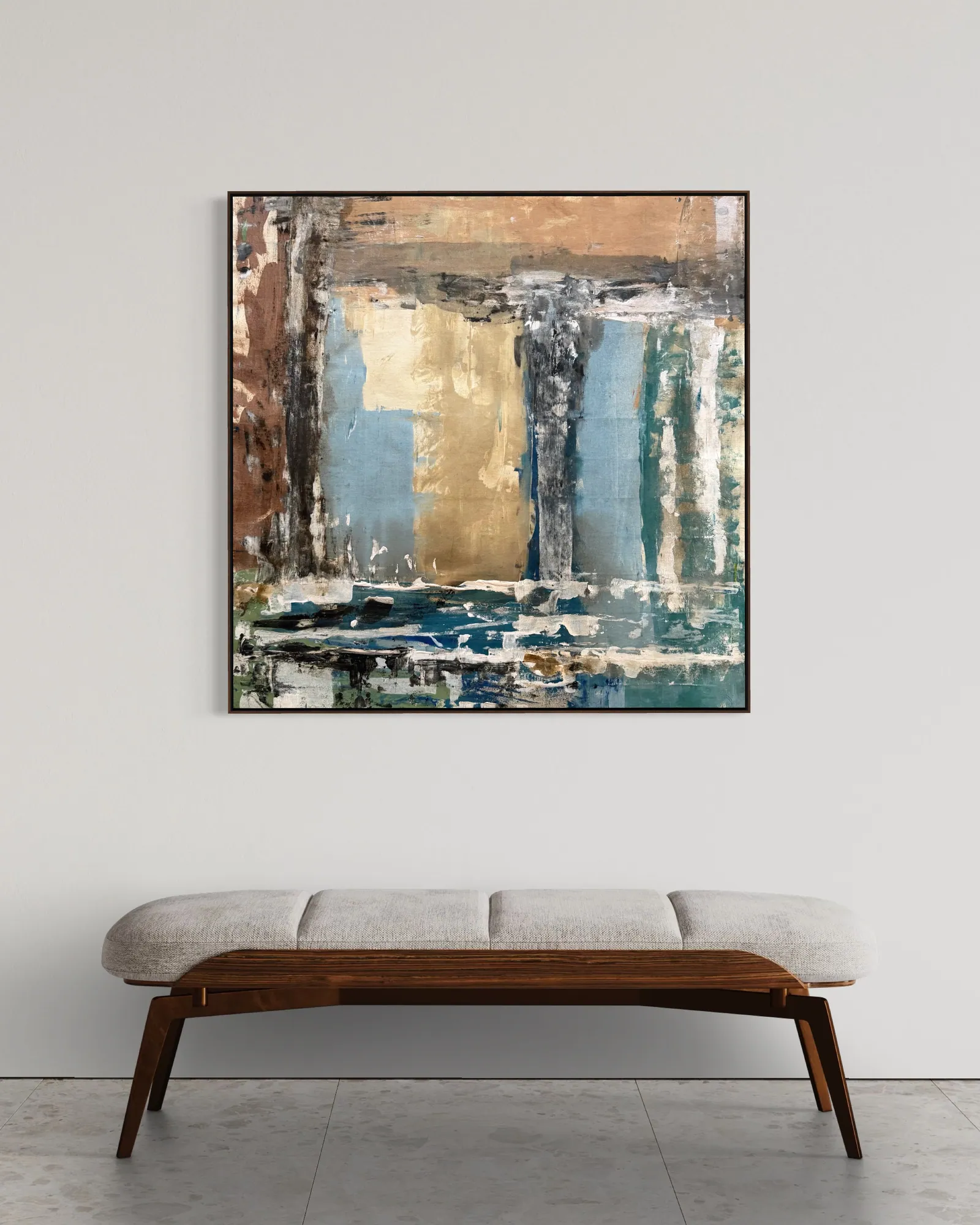 Patina Field (100 x 100 cm), acrylic on canvas — Alyne Perfeito, Perfeito Studio