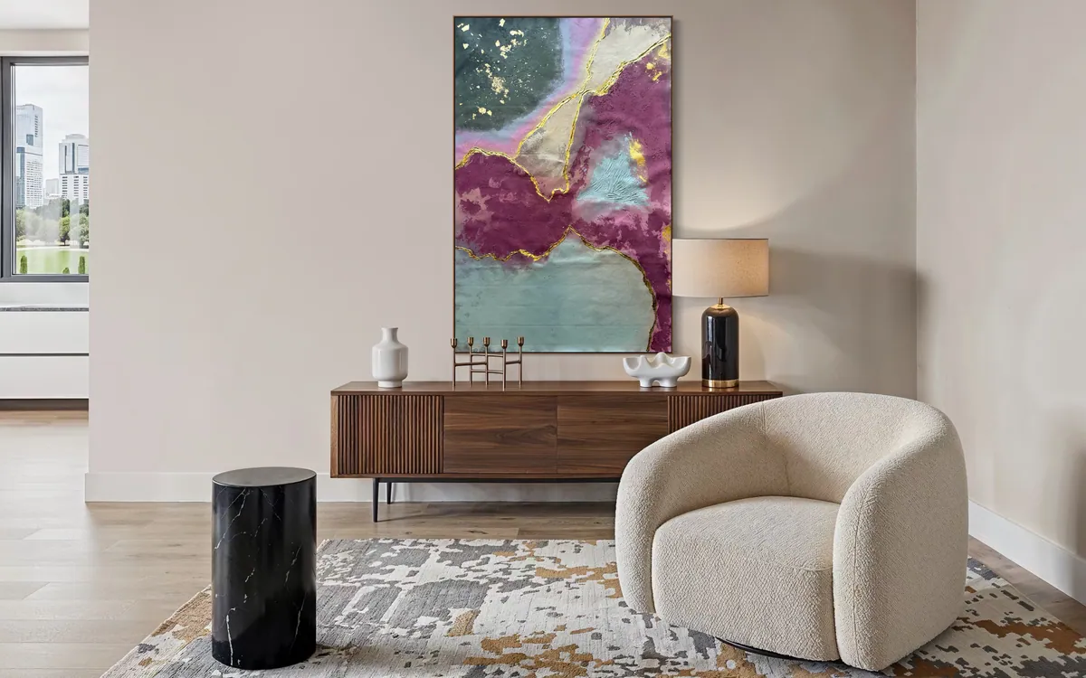 Quartz Seam by Alyne Perfeito shown in an interior setting — digital visualization, Terra & Ether series