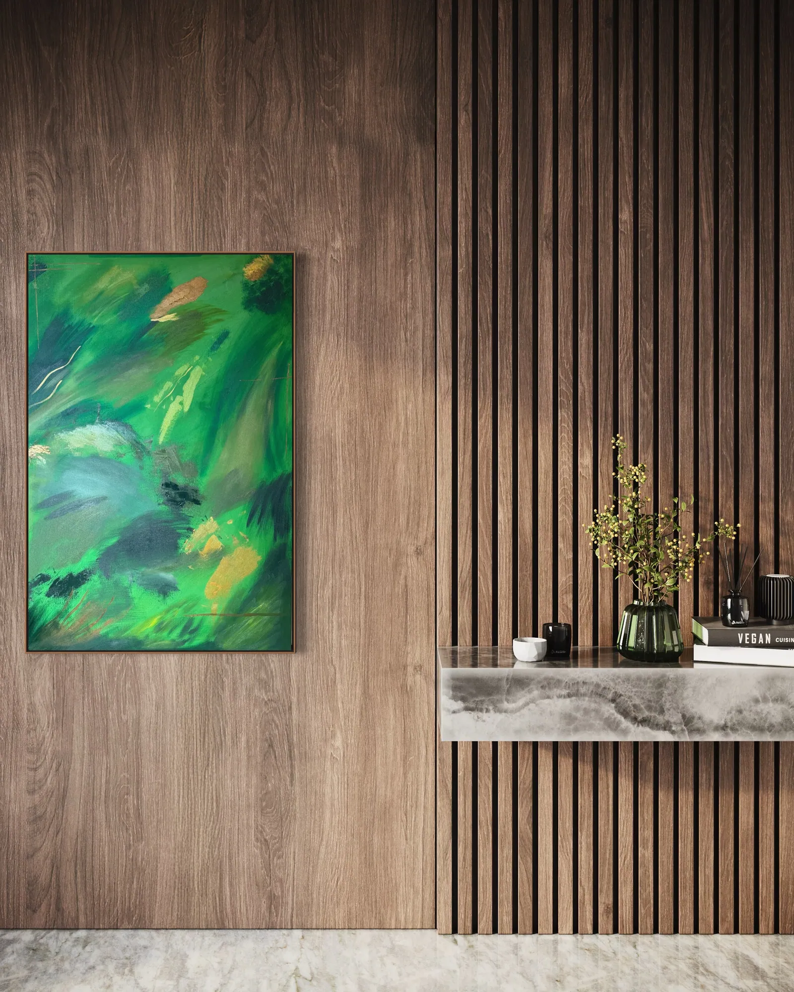 Vegetal Dawn (80 x 120 cm), acrílica sobre tela — Alyne Perfeito, Perfeito Studio