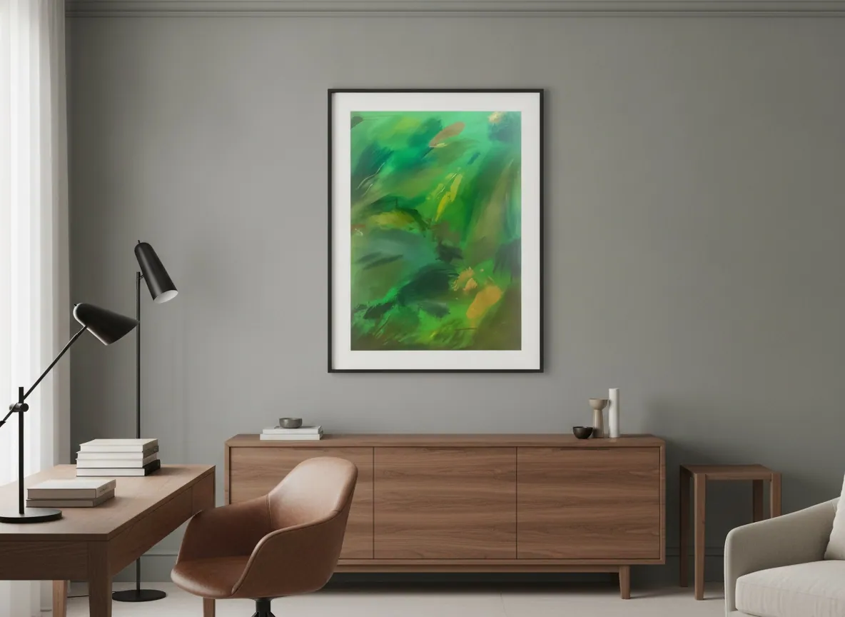 Vegetal Dawn (80 x 120 cm), acrylic on canvas, in situ -- Alyne Perfeito, Perfeito Studio