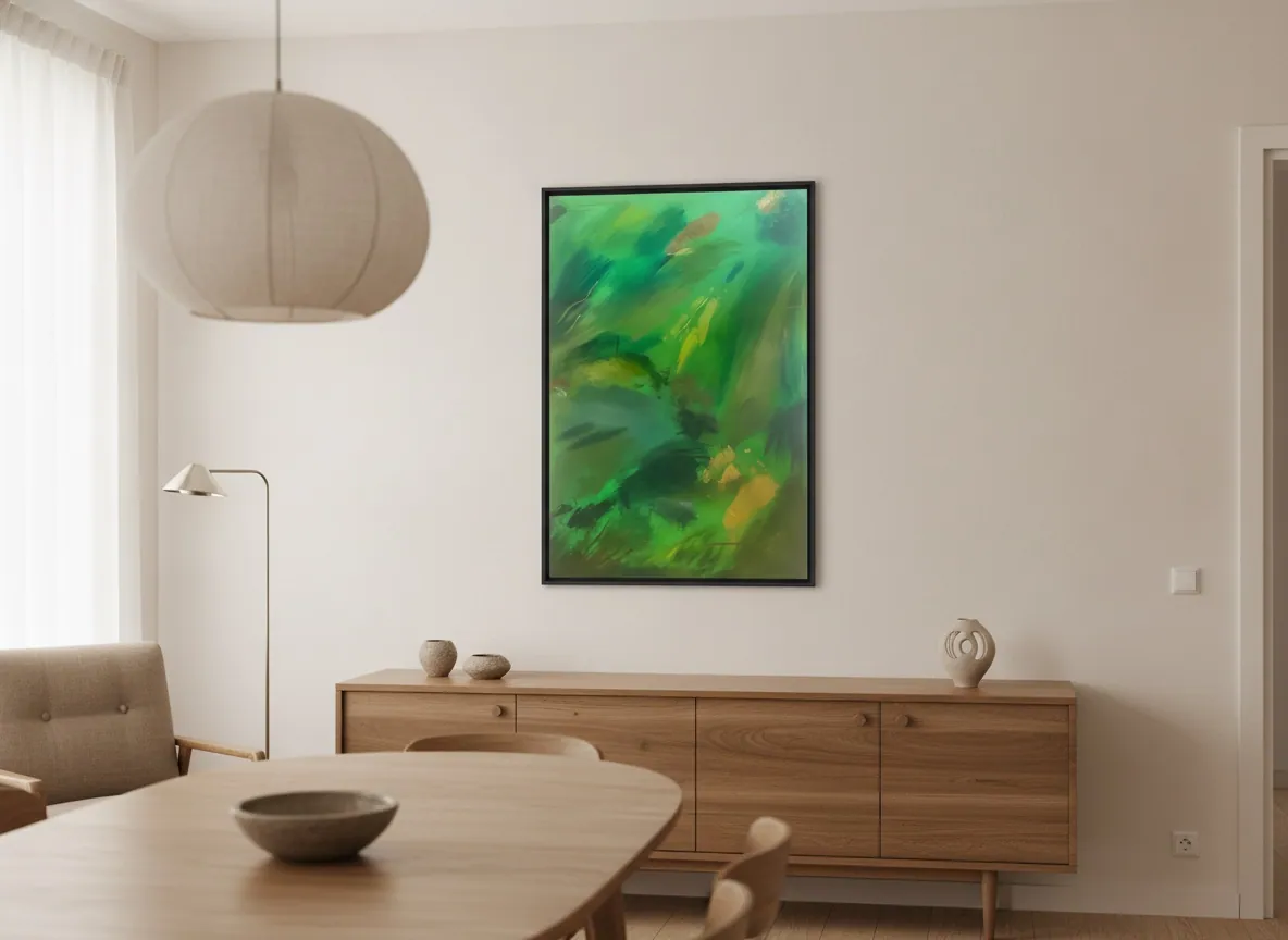 Vegetal Dawn by Alyne Perfeito shown in an interior setting — digital visualization, Terra & Ether series