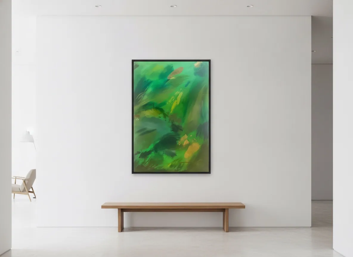 Vegetal Dawn by Alyne Perfeito shown in an interior setting — digital visualization, Terra & Ether series