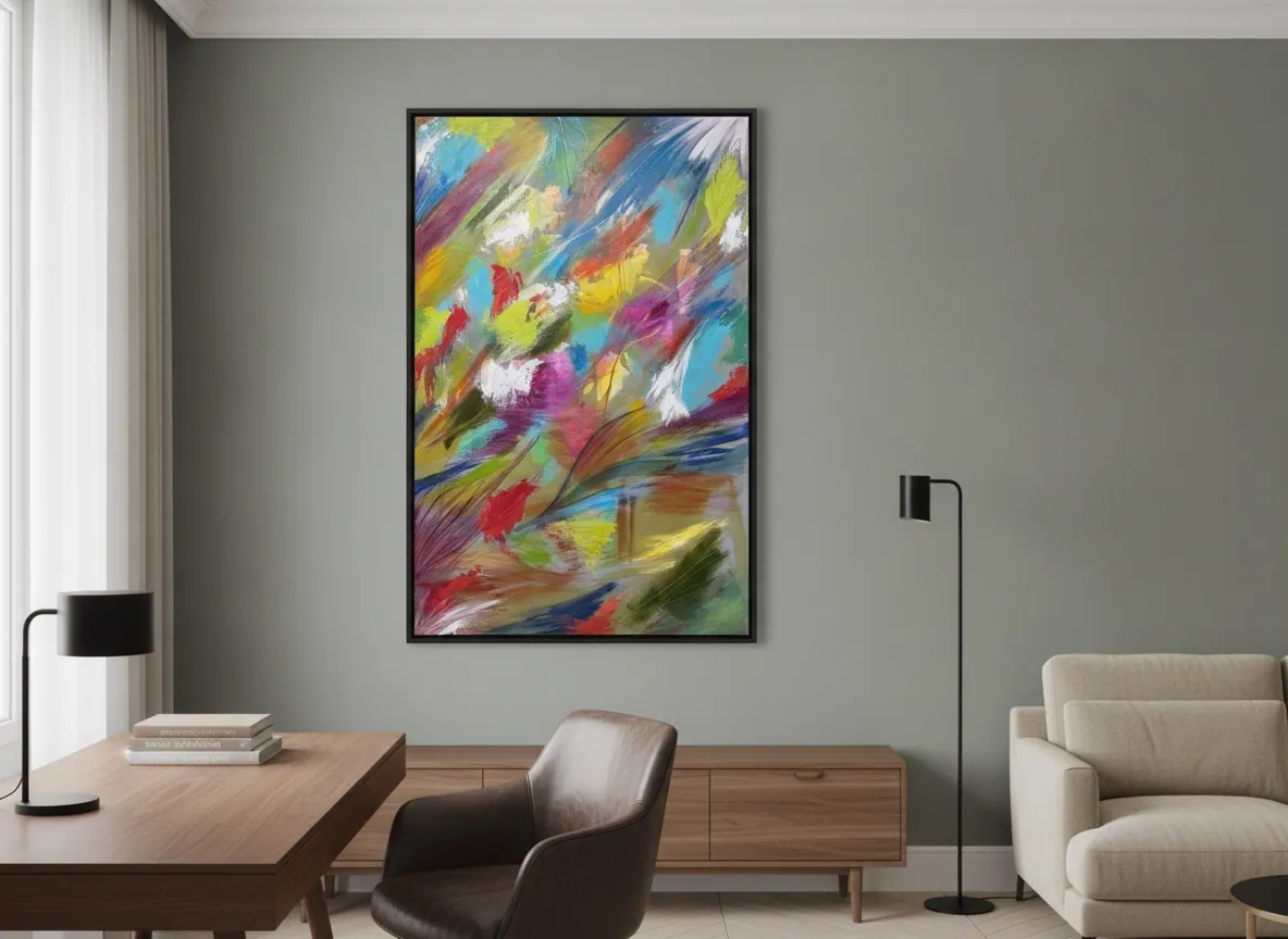 Vibrant Awakening by Alyne Perfeito shown in an interior setting — digital visualization, Luminous Rebirth series